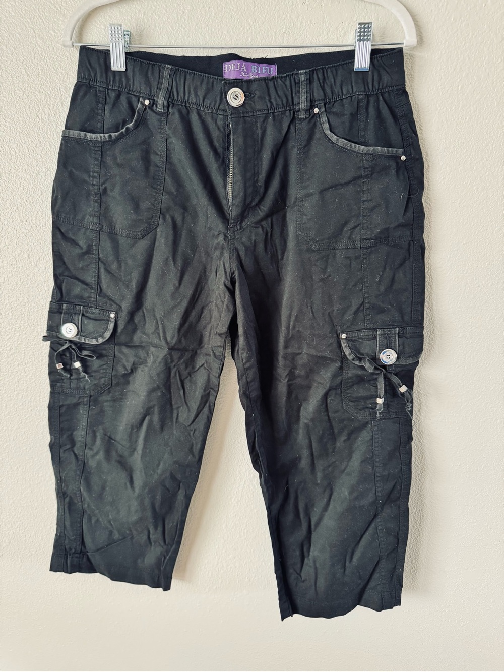 Y2K Deja Blue Cargo Capris. Size 10